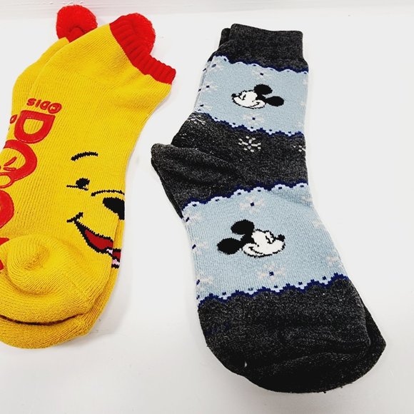 Disney Socks‎ - Mickey Mouse and Winnie the Pooh with Pom Poms - 3 Pair - Ladies - Picture 9 of 9